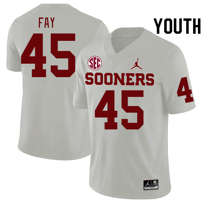 Youth #45 Hampton Fay Oklahoma Sooners 2024 SEC Conference College Football Jerseys-White